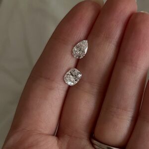 Elongated cushion and pear loose lab grown diamonds IGI certified